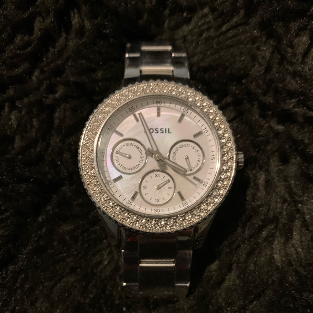 Silver Fossil Watch